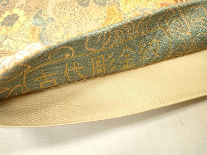 平和屋本店▼六通柄袋帯　古代彫金紋　本金箔二重　正絹　逸品　DABI7800fe
