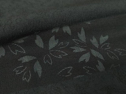 平和屋着物●上質な小紋　リバーシブル　袷　舞桜　黒地　正絹　逸品　DABI6619ps