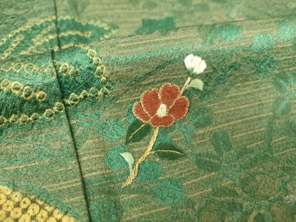平和屋着物●訪問着　刺繍　絞り　草花文　金彩　正絹　逸品　DABI6618ps