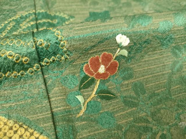 平和屋着物●訪問着　刺繍　絞り　草花文　金彩　正絹　逸品　DABI6618ps