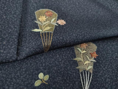平和屋着物●訪問着　総刺繍　扇面花文　金糸　正絹　逸品　未使用　DABI6621ps