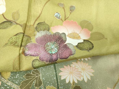 平和屋着物●訪問着　螺鈿　枝花文　暈し染め　金彩　正絹　逸品　未使用　DABI6626ps