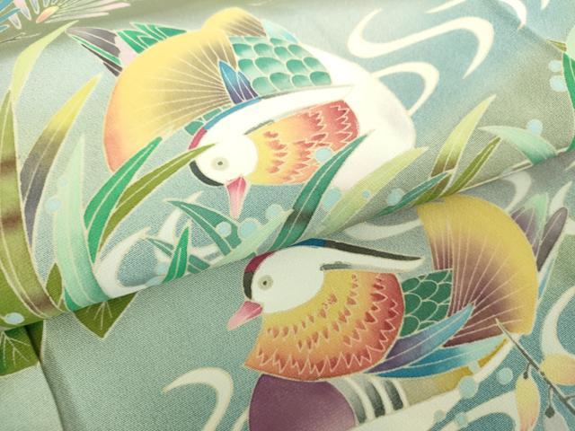 平和屋着物●杉浦道雄　色留袖　友禅　流水鴛鴦花文　暈し染め　正絹　逸品　DABI6623ps