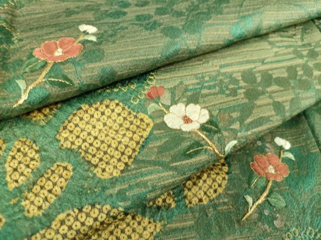 平和屋着物●訪問着　刺繍　絞り　草花文　金彩　正絹　逸品　DABI6618ps