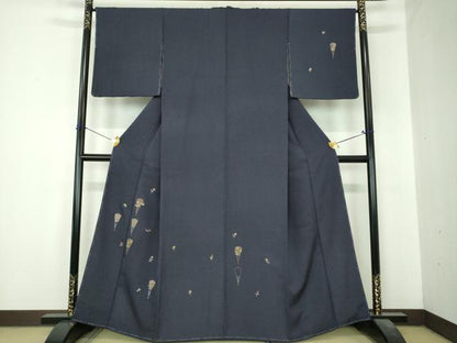 平和屋着物●訪問着　総刺繍　扇面花文　金糸　正絹　逸品　未使用　DABI6621ps