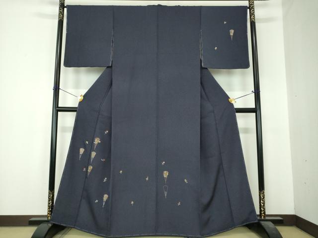 平和屋着物●訪問着　総刺繍　扇面花文　金糸　正絹　逸品　未使用　DABI6621ps