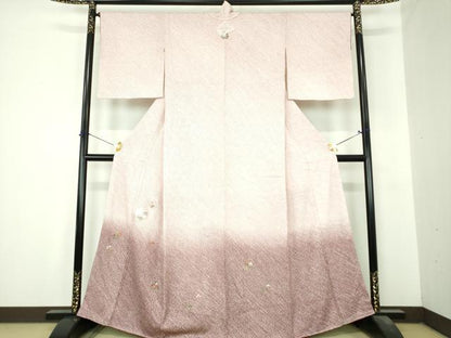 平和屋着物●訪問着　総絞り　刺繍　亀甲花文　月兎　金糸　正絹　逸品　未使用　DABI6625ps