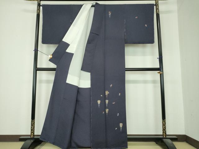 平和屋着物●訪問着　総刺繍　扇面花文　金糸　正絹　逸品　未使用　DABI6621ps