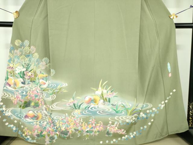 平和屋着物●杉浦道雄　色留袖　友禅　流水鴛鴦花文　暈し染め　正絹　逸品　DABI6623ps