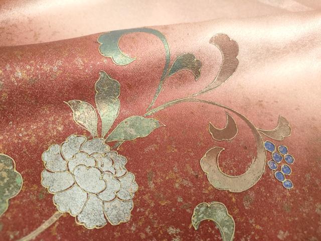 平和屋着物●訪問着　螺鈿箔　向かい鳥花文　暈し染め　金銀彩　正絹　逸品　DABI6624ps