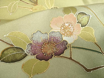 平和屋着物●訪問着　螺鈿　枝花文　暈し染め　金彩　正絹　逸品　未使用　DABI6626ps