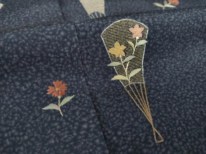 平和屋着物●訪問着　総刺繍　扇面花文　金糸　正絹　逸品　未使用　DABI6621ps