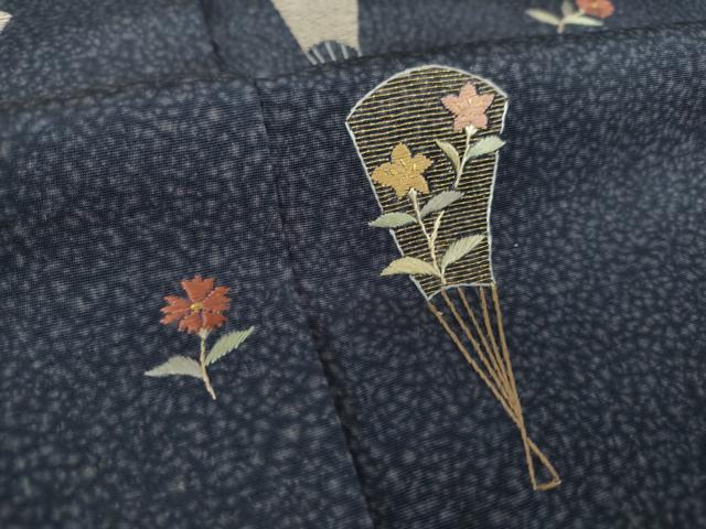 平和屋着物●訪問着　総刺繍　扇面花文　金糸　正絹　逸品　未使用　DABI6621ps