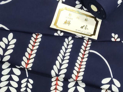 平和屋着物＊夏物　浴衣　反物　着尺　注染　藤　綿　逸品　未使用　DABI8392we