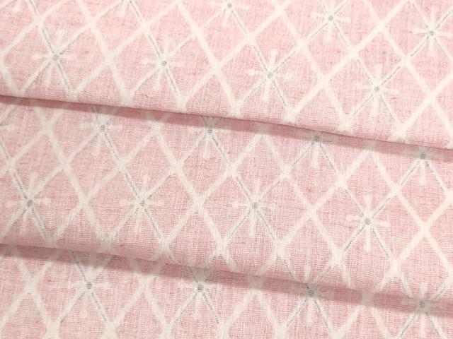 平和屋着物＊夏物　小千谷ちぢみ　小紋　反物　着尺　マンガン加工　花菱文　未使用　DABI8430we