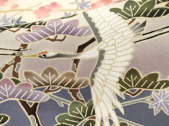 平和屋着物■豪華黒留袖　友禅　作家物　群鶴文　松竹梅　暈し染め　正絹　逸品　DABJ5095qa