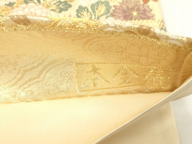 平和屋本店▼六通柄袋帯　松皮王朝絵文　本金箔　正絹　逸品　CABL4544dy