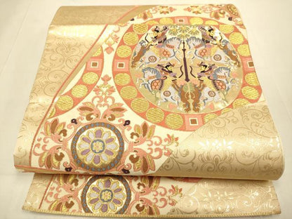 平和屋本店▼六通柄袋帯　近衛王朝華文　九百錦　本金箔　正絹　逸品　DABJ3935du