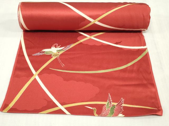 平和屋着物▼小紋　反物　着尺　飛鶴文　逸品　未使用　DABJ4605zy