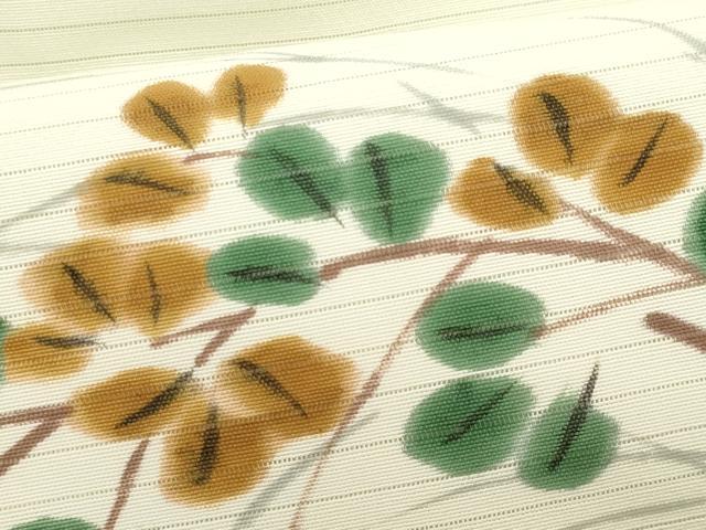 平和屋着物＊夏物　九寸名古屋帯　手描き　舞蝶萩文　CABL2221fb