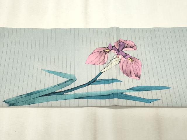 平和屋着物＊夏物　絽塩瀬　九寸名古屋帯　ろうけつ染め　杜若　正絹　逸品　CABL2262fb