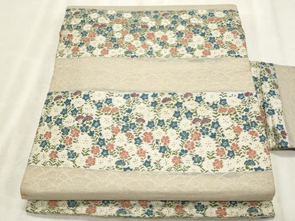 平和屋着物＊夏物　九寸名古屋帯　唐織　草花文　正絹　逸品　CABL2266fb