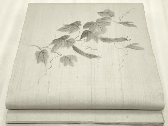 平和屋着物＊夏物　九寸開き名古屋帯　手描き　成り物　正絹　逸品　CABL2278fb