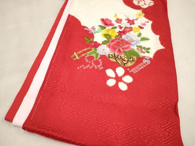 平和屋着物[]お宮参り　女の子　祝着　産着　初着　のしめ　刺繍　絞り　花鞠文　金糸　逸品　DABJ3145ea