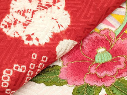 平和屋着物[]お宮参り　女の子　祝着　産着　初着　のしめ　刺繍　絞り　花鞠文　金糸　逸品　DABJ3145ea