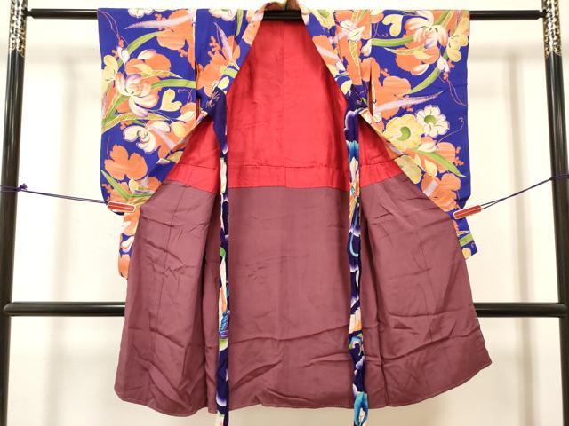 平和屋着物[]アンティーク　大正ロマン　七五三　女の子　３歳　祝着　三つ身　草花文　逸品　DABJ3119ea