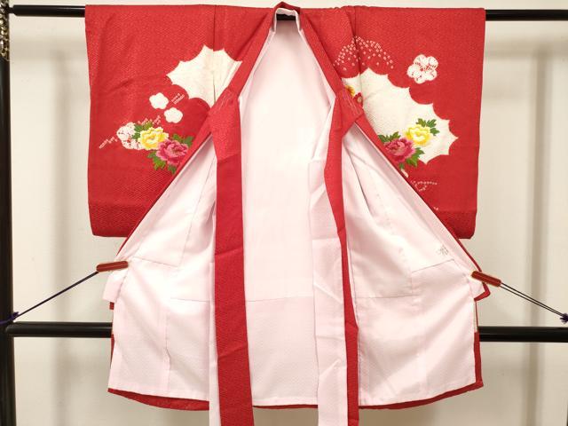 平和屋着物[]お宮参り　女の子　祝着　産着　初着　のしめ　刺繍　絞り　花鞠文　金糸　逸品　DABJ3145ea