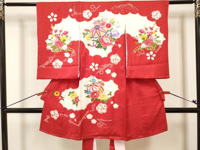 平和屋着物[]お宮参り　女の子　祝着　産着　初着　のしめ　刺繍　絞り　花鞠文　金糸　逸品　DABJ3145ea
