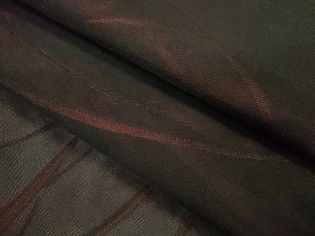 平和屋着物＊夏物　小紋　紗　芝草文　黒地　正絹　逸品　CABK6745ze