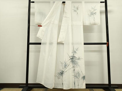 平和屋着物＊夏物　訪問着　絽　手描き　笹竹文　正絹　逸品　未使用　CABK6766ze