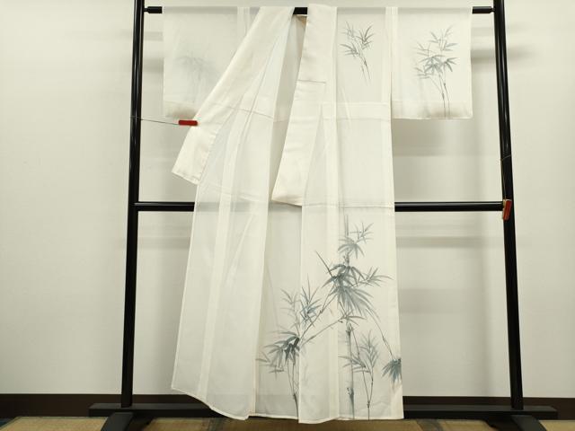 平和屋着物＊夏物　訪問着　絽　手描き　笹竹文　正絹　逸品　未使用　CABK6766ze