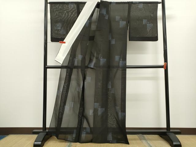 平和屋着物＊夏物　夏大島　色紙文　正絹　逸品　CABK6764ze
