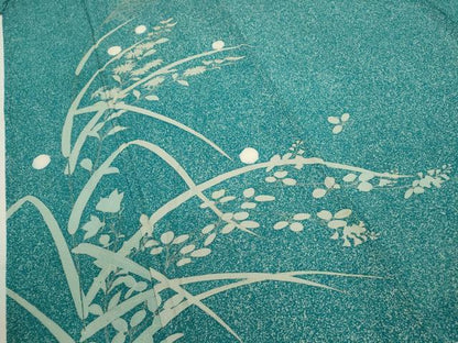 平和屋着物＊夏物　訪問着　絽　草花文　たたき染め　銀彩　正絹　逸品　CABK6748ze