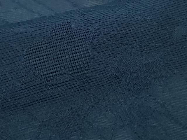 平和屋着物＊夏物　色無地　枝葉紋紗　濃藍色　正絹　逸品　CABK6750ze