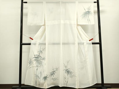 平和屋着物＊夏物　訪問着　絽　手描き　笹竹文　正絹　逸品　未使用　CABK6766ze