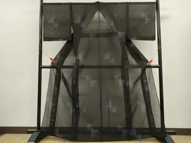 平和屋着物＊夏物　夏大島　色紙文　正絹　逸品　CABK6764ze