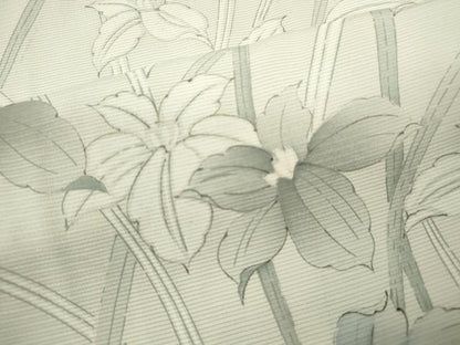 平和屋着物＊夏物　小紋　絽　手描き　草花文　銀彩　正絹　逸品　CABK6756ze