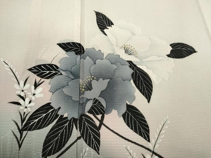 平和屋着物＊夏物　訪問着　絽　手描き　枝花文　暈し染め　金銀彩　正絹　逸品　CABK6769ze