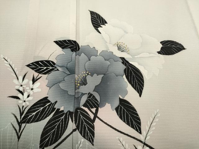 平和屋着物＊夏物　訪問着　絽　手描き　枝花文　暈し染め　金銀彩　正絹　逸品　CABK6769ze