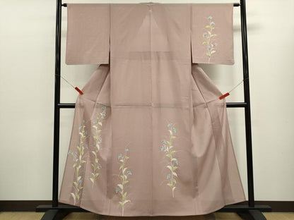平和屋着物＊夏物　訪問着　絽　草花文　銀彩　正絹　逸品　CABK6768ze
