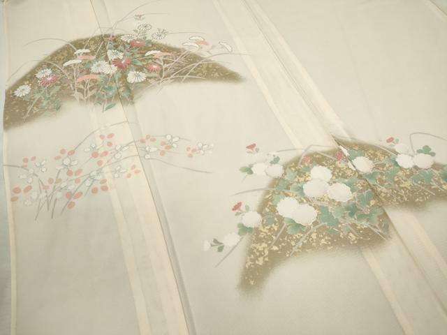 平和屋着物＊夏物　訪問着　絽　草花文　金銀彩　正絹　逸品　CABK6740ze