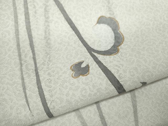 平和屋着物＊夏物　小紋　紋紗　枝葉文　金彩　やまと謹製　正絹　逸品　未使用　CABK6751ze