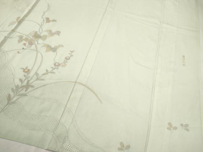 平和屋着物＊夏物　中国三大刺繍　スワトウ刺繍　相良刺繍　蘇州刺繍　訪問着　絽　草花文　暈し染め　正絹　逸品　CABK6777ze