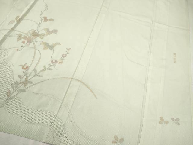 平和屋着物＊夏物　中国三大刺繍　スワトウ刺繍　相良刺繍　蘇州刺繍　訪問着　絽　草花文　暈し染め　正絹　逸品　CABK6777ze