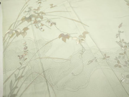 平和屋着物＊夏物　中国三大刺繍　スワトウ刺繍　相良刺繍　蘇州刺繍　訪問着　絽　草花文　暈し染め　正絹　逸品　CABK6777ze