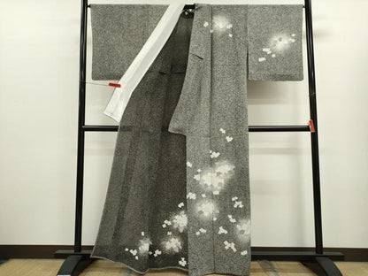 平和屋着物＊夏物　訪問着　駒刺繍　絽縮緬　紫陽花　たたき染め　銀彩　正絹　逸品　CABK6775ze